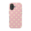 Pink Polka Dot Tough Phone Case — Retro Cute Protective iPhone Cover